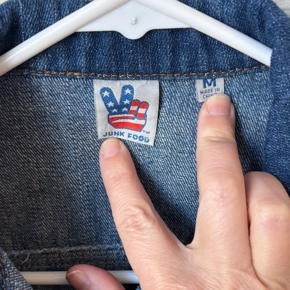 Junk Food Kids The Beatles boys girls retro patch Denim Jean Jacket M (8/10) EUC